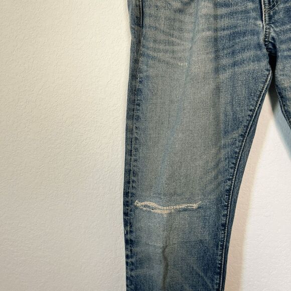 Ralph Lauren RRL Medium Wash Blue Distressed Denim Skinny Jeans Men's Size 30x32 - Picture 3 of 8